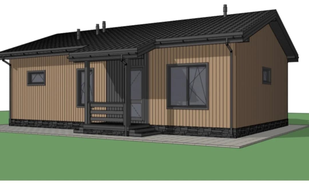 Проект каркасного дома 120 м² — внешний вид, большой одноэтажный дом