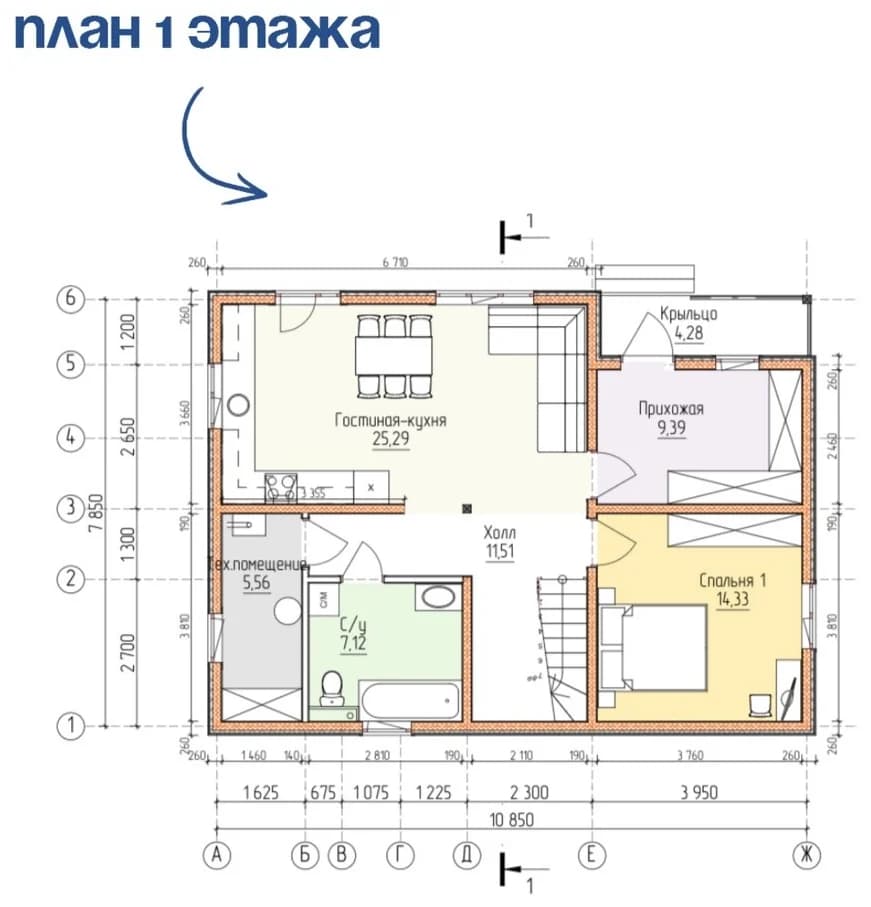 Планировка каркасного дома 149 м² с размерами помещений