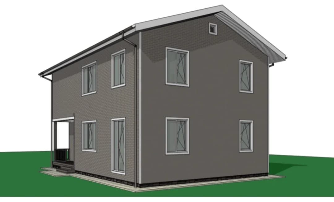 Проект каркасного дома 149 м² — внешний вид, двухэтажный дом с кабинетом