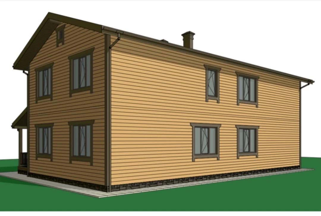 Проект каркасного дома 246 м² — внешний вид, большой дом для двух поколений